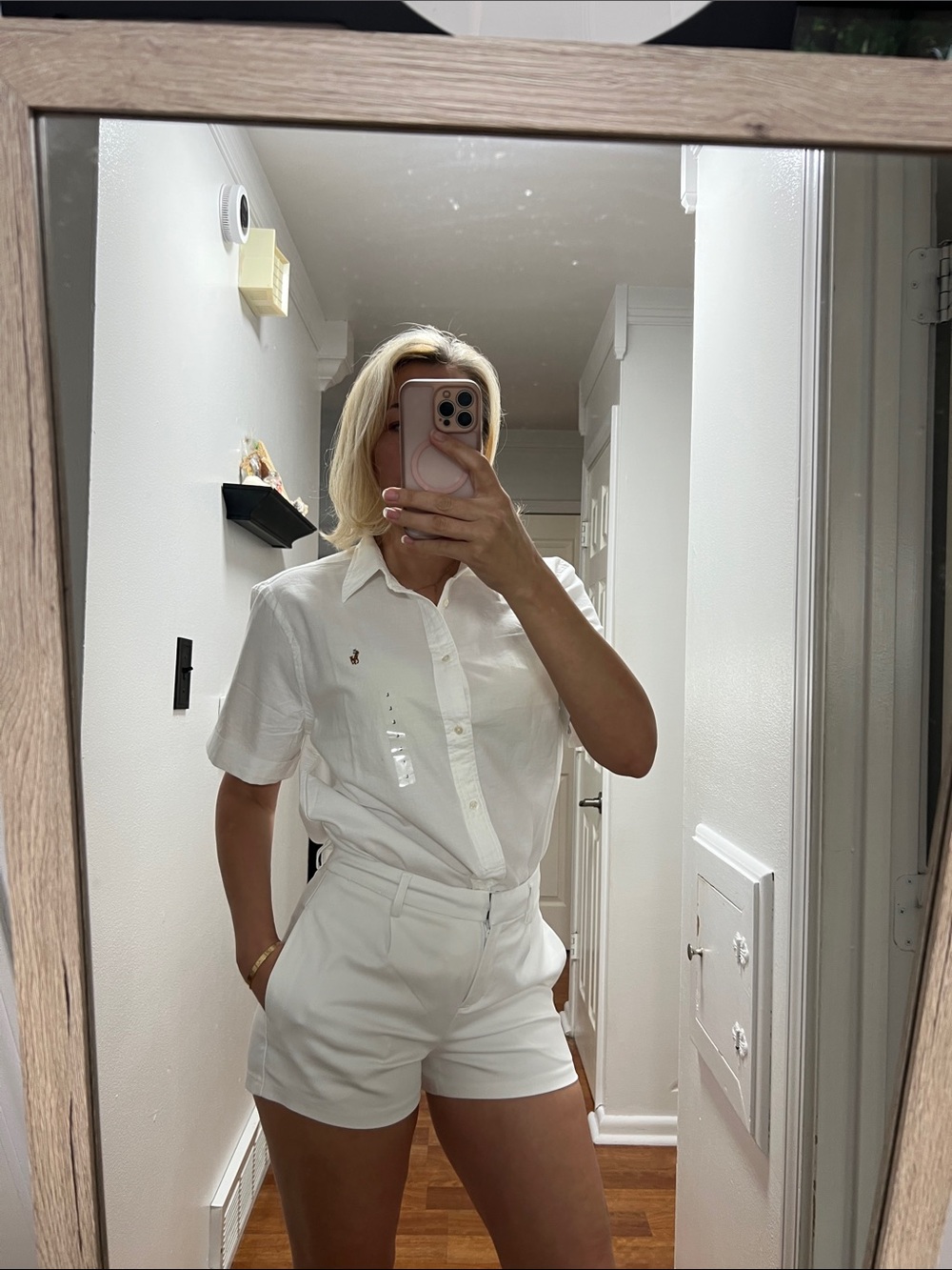 Ralph Lauren White Tailored High-Waist Bermuda Shorts